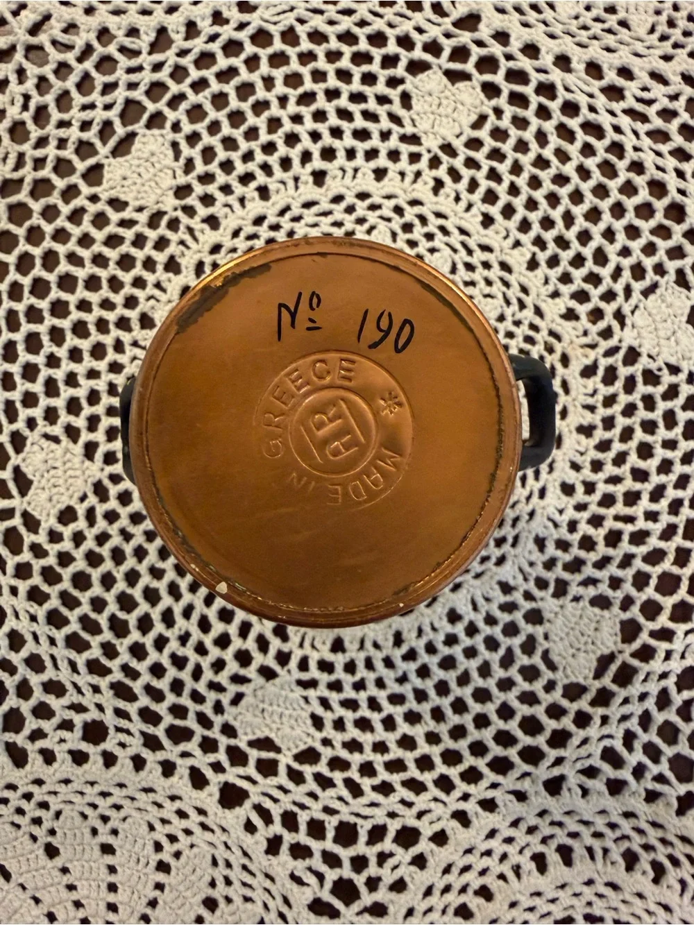 Copper Greek Decorative Vase with Black Accents